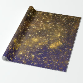 Golden Stars Confetti Celestial Firmamening Grönt Presentpapper