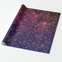 Golden Stars Confetti Celestial Firmaments Rosa Presentpapper