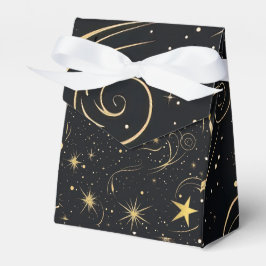 Golden Stars Gift Box med ribbon och lock Presentaskar