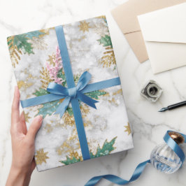 Golden stars glitter med gryllbär och löv presentpapper