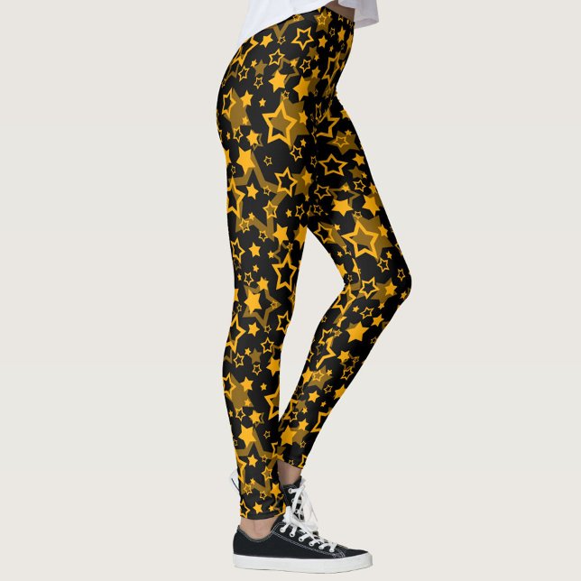 Golden Stars Glitter Mönster Design Leggings (Skapare uppladdad)