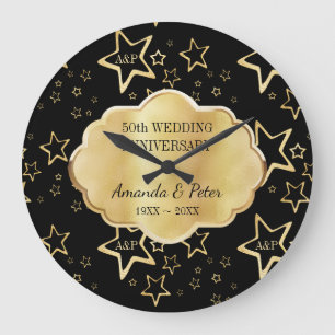 Golden Stars med monogram Stor Klocka