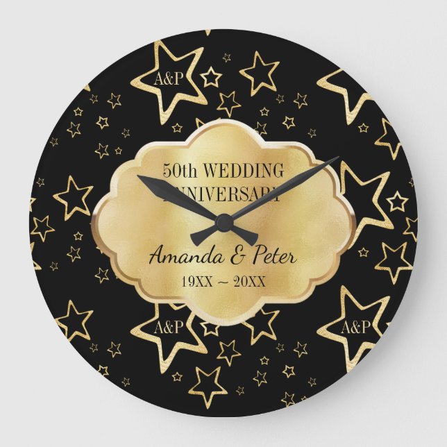 Golden Stars med monogram Stor Klocka (Framsida)