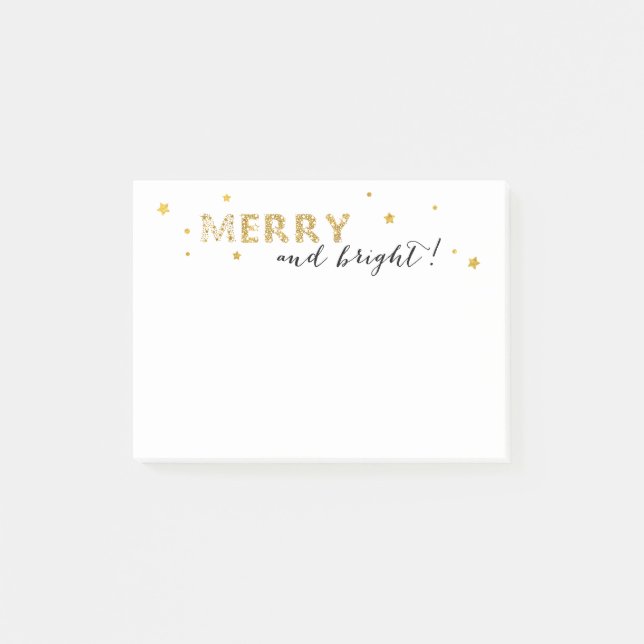 Golden Stars - Merry och Bright Post-it Block (Framsida)