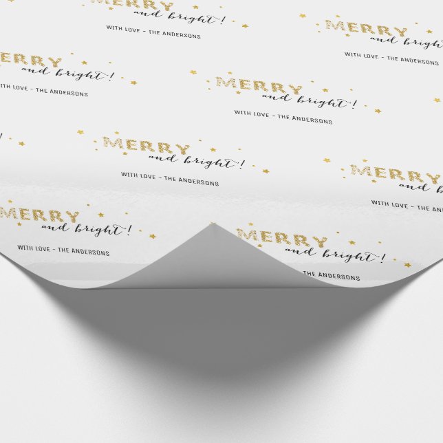Golden Stars - Merry och Bright Presentpapper (Hörn)