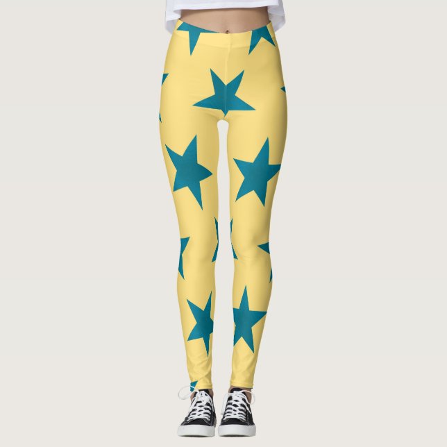 Golden Stars Mönster 18 Leggings (Framsida)