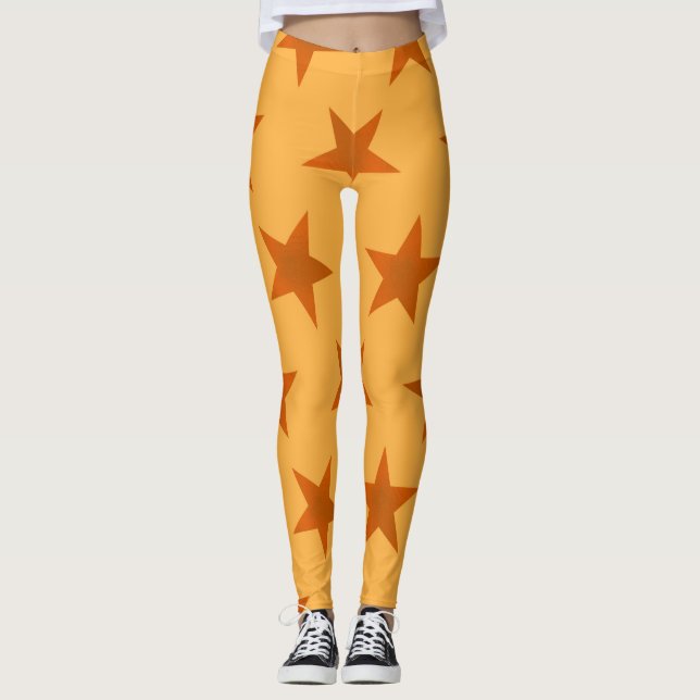 Golden Stars Mönster 2 Leggings (Framsida)