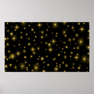 Golden Stars och Sparkles på Black Poster
