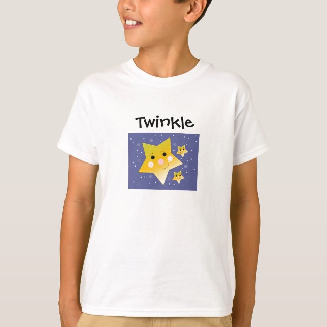 Golden Stars på Blå himmel-bakgrunden T-shirt (Framsida)