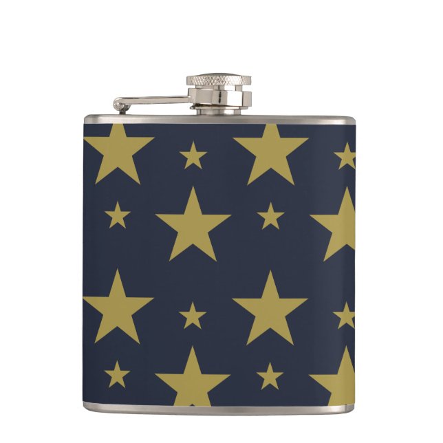 Golden Stars på marinblått - Elegant och tidslös Fickplunta (Framsidan)