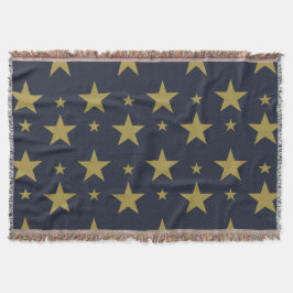 Golden Stars på marinblått - Elegant och tidslös Filt