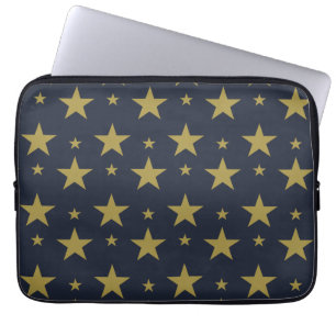Golden Stars på marinblått - Elegant och tidslös Laptop Fodral