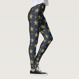 Golden Stars på marinblått - Elegant och tidslös Leggings