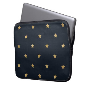 Golden Stars på Midnight Black Laptop Fodral