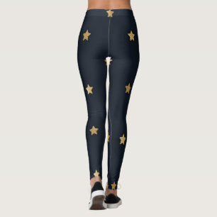 Golden Stars på Midnight Black Leggings