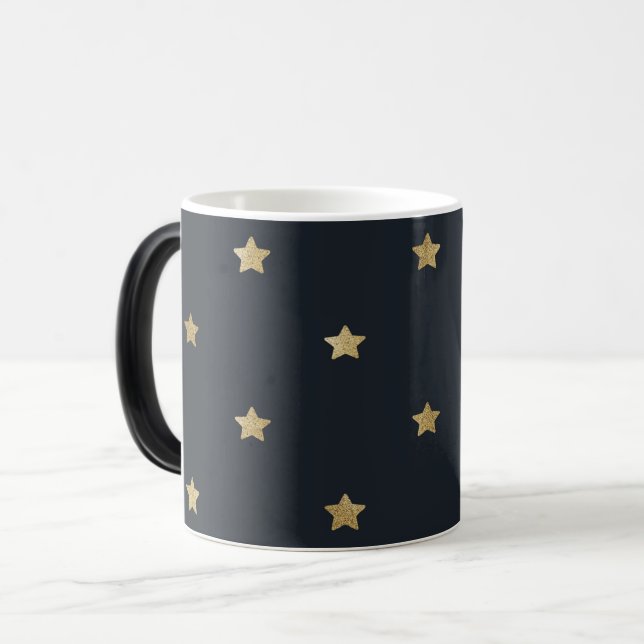 Golden Stars på Midnight Black Magisk Mugg (Framsida vänster)