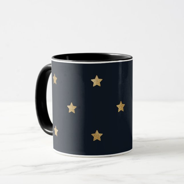 Golden Stars på Midnight Black Mugg (Framsida vänster)