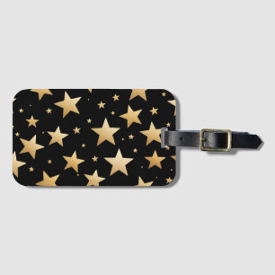 Golden stars på svart digital konst bagagebricka