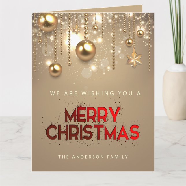 Golden Stars, prydnadsföremål, God jul Kort (Framsida)