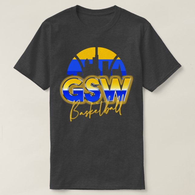 Golden State Basketball Retro 90s Chrome Skyline T Shirt (Design framsida)