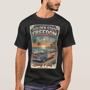 Golden State Frihet California Retro Cabriolet  T Shirt