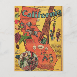 Golden State of California Facts Vykort