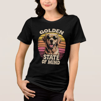 Golden State Of Mind Retriever Retro Hundpresent T Shirt