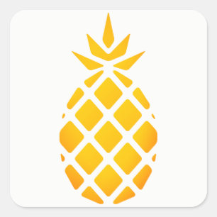 Golden Stencil Hawaiian Pineapple Fyrkantigt Klistermärke