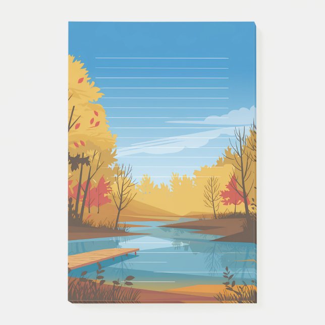 Golden Stillness: Hösten Sjö Post-it Block (Framsida)