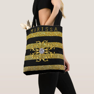 Golden stipes Bridesmaid Personlig Tygkasse
