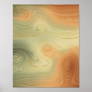 Golden Strata Grönt för Perfekt Burnt Orange Aga Poster
