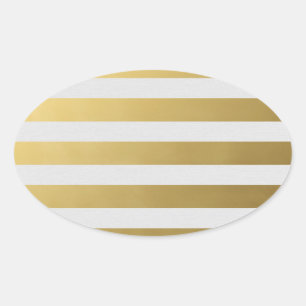 Golden Stripe Sticker Ovalt Klistermärke