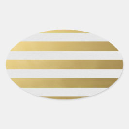 Golden Stripe Sticker Ovalt Klistermärke
