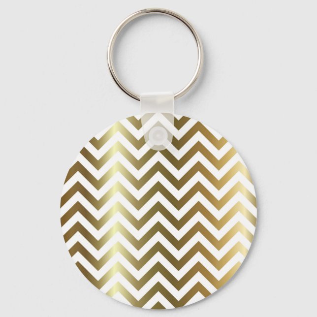 Golden Stripes Chevron Pattern Nyckelring (Framsida)