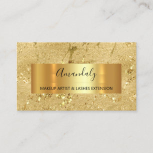 Golden Strokes Beauty Shop Minimalism Elegant Visitkort