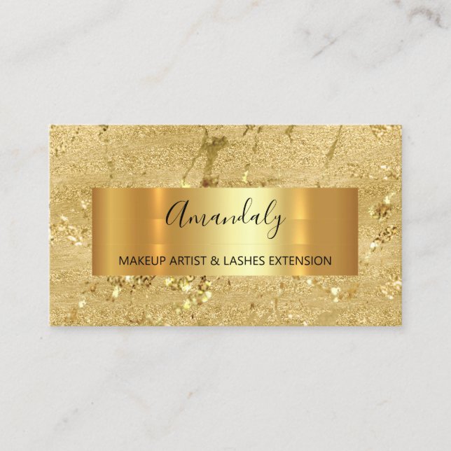 Golden Strokes Beauty Shop Minimalism Elegant Visitkort (Framsida)