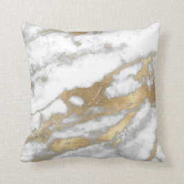 Golden Strokes Metallic Glitter Marble Grått Stone Kudde
