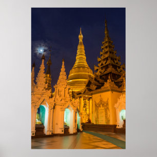 Golden Stupa och tempel Poster