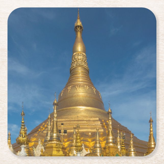 Golden Stupa Tempel Underlägg Papper Kvadrat (Framsidan)