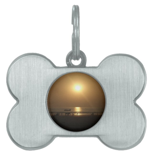 Golden Summer Sunset Reflection on the Beach ID-bricka Husdjur (Framsidan)