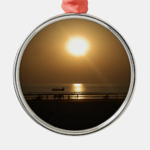 Golden Summer Sunset Reflection on the Beach Julgransprydnad Metall