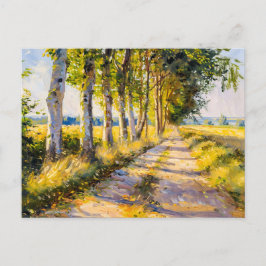 Golden Summer Träd Alley Helg Vykort