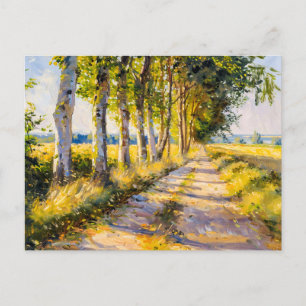Golden Summer Träd Alley Helg Vykort