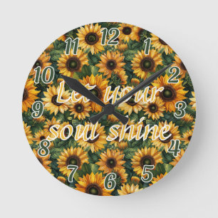 Golden SunblomBliss Rund Klocka