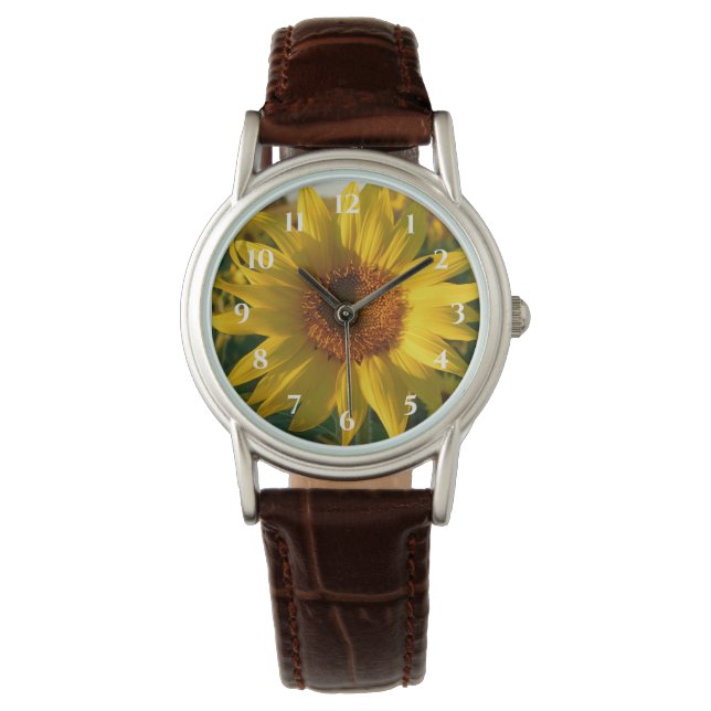 Golden Sunblomma Armbandsur (Framsida)