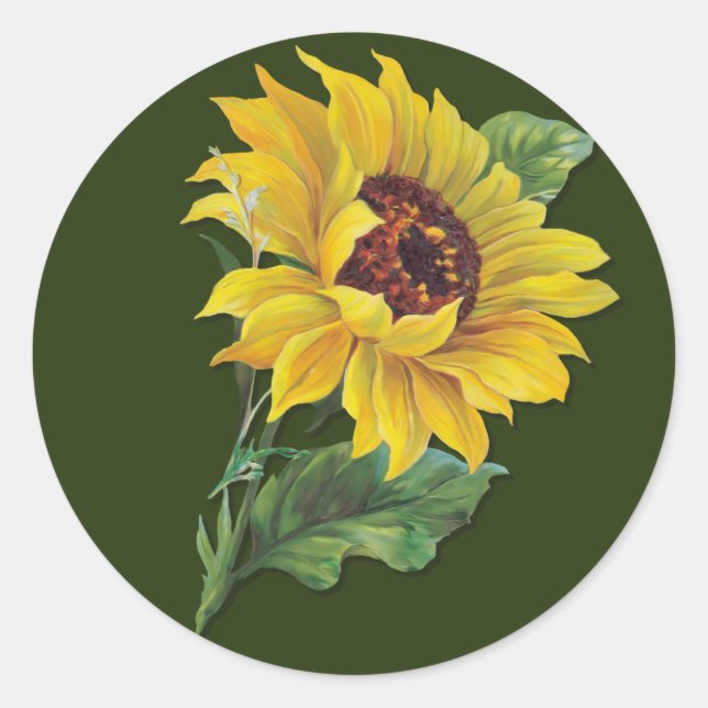 Golden Sunblomma Runt Klistermärke (Framsida)