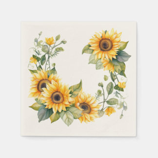 Golden Sunblommor: Personlig Bröllop Napkins Pappersservett