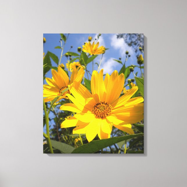 Golden Sunblommor Wrapped Canvas (Framsida)