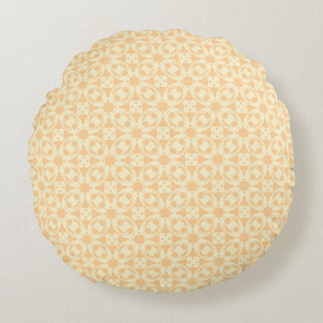 Golden Sunburst Geometric Round Pillow Rund Kudde (Framsidan)