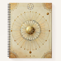 "Golden Sunburst inspirational Spiral Notebook - H